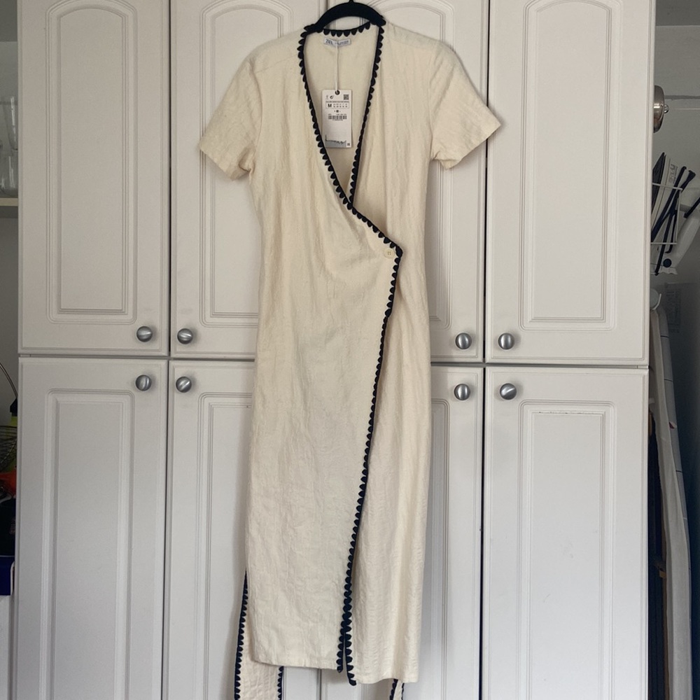 NWT Zara Cream Wrap Dress